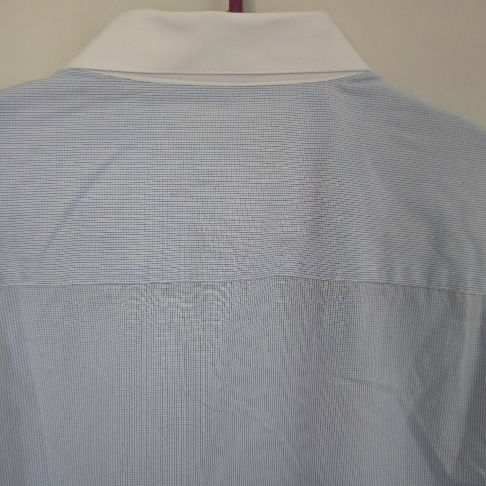 VITO Affiliated Brand Men XL Blue Micro Check Long Sleeve Button Up Dress Shirt - Picture 8 of 9